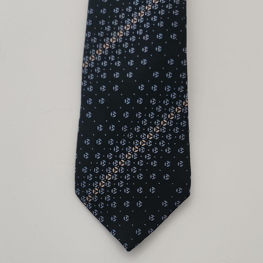 Balmain Black and Blue Silk Tie with Geometric Elegance - Picture 5 of 5